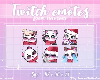 1 set Kerst Panda - Twitch Emotes / sub badges / aangepaste emotes / Cute twitch emotes / kat sub badges / geanimeerde emotes