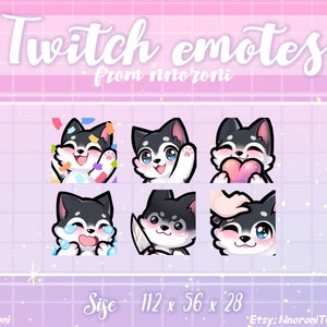 1 set White Black Husky  - Twitch Emotes dog / sub badges / bit badges / custom emotes / Cute twitch emotes / dog emotes / dog sub badges
