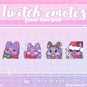 ANIMATED New Year Purple Moon cat - Twitch Emotes / sub badges / custom emotes / Cute twitch emotes / cat sub badges/ animated emotes