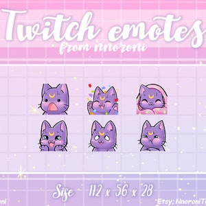 2 set ANIMATED Purple Moon Cat - twitch emotes / twitch emotes/ kawaii emotes / sub badges/ twitch emotes/ cat emote / animated emote