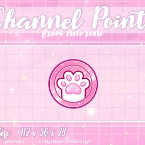 Pink Coin with Paw - CHANNEL POINTS / Cute sub badges / Badges for streamers / animated emotes / paws badges / custom twitch emotes