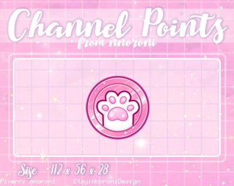 Pink Coin with Paw - CHANNEL POINTS / Süße Sub-Anstecker / Anstecker für Streamer / animierte Emotes / Pfoten-Anstecker / custom twitch Emotes