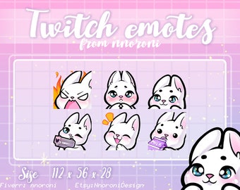 3 set ANIMATED White Brown Rabbit Emotes - Twitch Emotes / sub badges / bit badges / Cute twitch emotes / rabbit sub badges / custom emotes