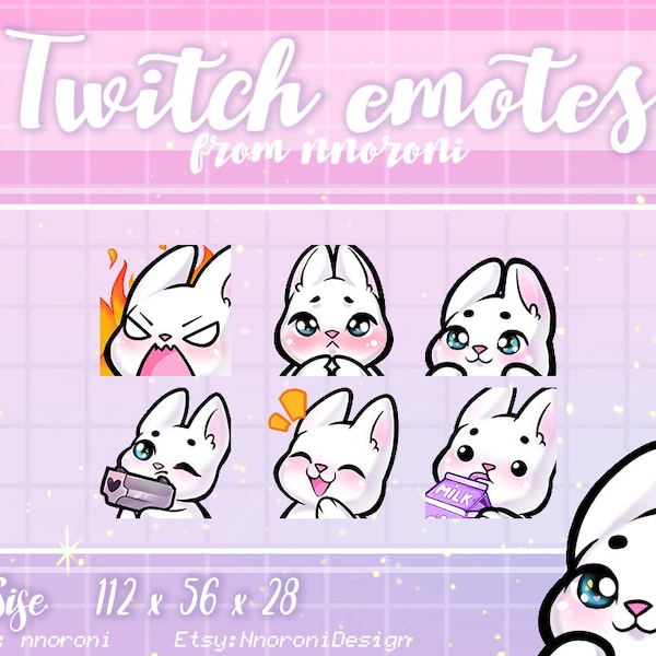 3er Set ANIMIERT Weiß Braun Hase Emotes - Twitch Emotes / Sub Badges / Bit Anstecker / Niedliche Twitch Emotes / Kaninchen Sub Badges / Custom Emotes