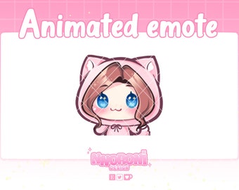 Wiggle Mädchen emote Braune Haare blaue Augen - twitch emote | animiertes Emote | süßes Emote | Anime Emote | zuckende Abzeichen