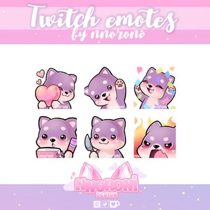 1 ANIMATED Set Shiba Inu Purple - Twitch Emotes / sub badges / animated emotes / shiba inu emotes / dog emote / dog sub badges