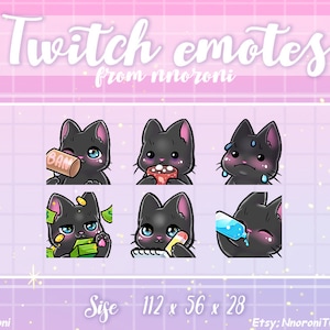 4 set ANIMATED Black Cat - twitch emotes / twitch emotes / kawaii emotes / sub badges / twitch emotes / cat emote / animated emote