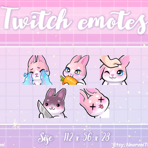 1 Set ANIMATED White Pink Rabbit - Twitch Emotes / niedliche Twitch Emotes / Sub Badges / Twitch Emotes / Hase Emote / animierte Emote