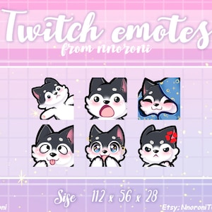 2 set White Black Husky  - Twitch Emotes dog / sub badges / bit badges / custom emotes / Cute twitch emotes / dog emotes / dog sub badges