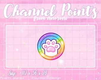 Rainbow Coin met Paw - CHANNEL POINTS / Leuke sub badges / Badges voor streamers / geanimeerde emotes / paws badges / aangepaste twitch emotes