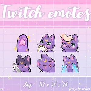 1 set Purple Sailor Moon cat - Twitch Emotes / sub badges / bit badges / Kawaii cat / Cute twitch emotes / cute cat / cat sub badges