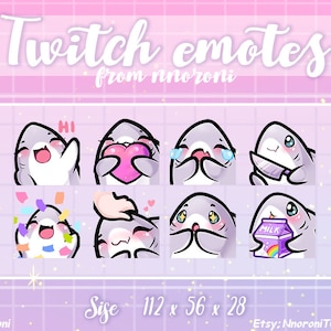 1 set ANIMATED Gray Shark Emotes - Twitch Emotes / sub badges / bit badges / Cute twitch emotes / shark sub badges / custom emotes