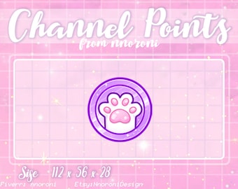 Paarse munt met poot - CHANNEL POINTS / Leuke sub badges / Badges voor streamers / geanimeerde emotes / paws badges / aangepaste twitch emotes