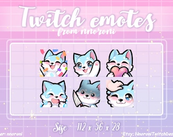 1 set White Blue Husky - Twitch Emotes hond / sub badges / bit badges / aangepaste emotes / Leuke twitch emotes / hond emotes / hond sub badges