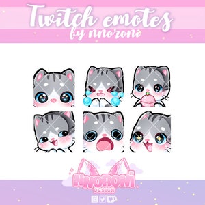 2 Set ANIMATED  NEW Cat Emotes White Gray - twitch emotes / penguin emotes / animated emotes / twitch badges /
