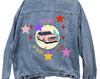 Call me customised vintage 80's 90's trucker denim jeans jacket S-XXL