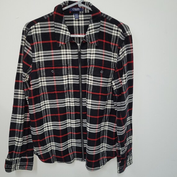 chaps zip up flannel shirt