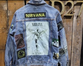 Nirvana PERSONNALISÉ vintage 80's 90's trucker denim jeans veste S-XXL