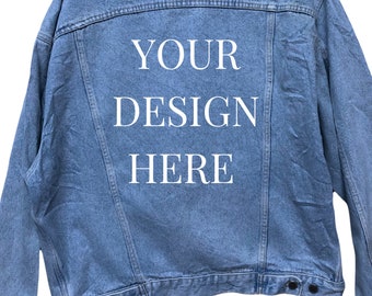 Personaliseer met 'Your Own Design' op maat gemaakt vintage jaren 80 90 trucker denim jeans jack S-XXL