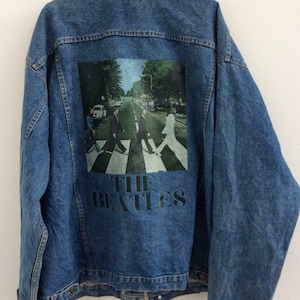 The beatles abbyroad customised vintage 80's 90's trucker denim jeans jacket S-XXL