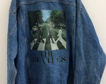 The beatles abbyroad customised vintage 80's 90's trucker denim jeans jacket S-XXL