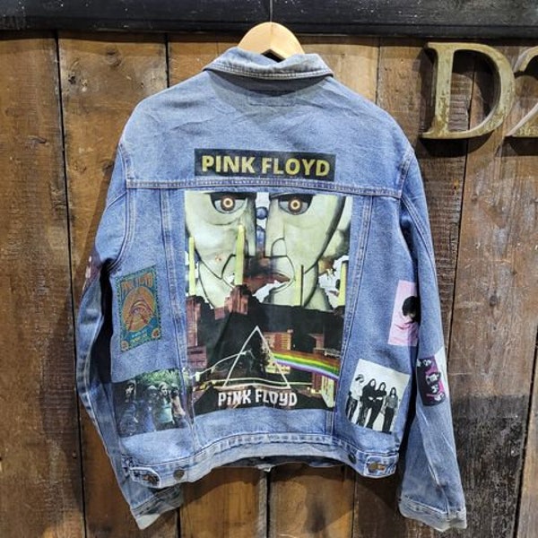 Pink Floyd PERSONALIZZATO vintage anni '80 giacca jeans denim camionista S-XXL