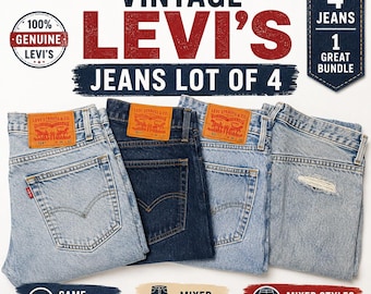 Vintage Levi's Jeans Lot of 4 | Genuine Men's Levi's Denim Regular and Ripped Style Bundle | Same Waist Size | Mixed Length
