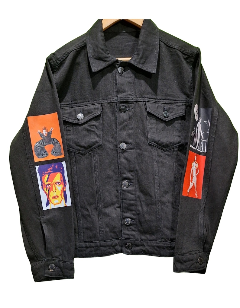 david bowie Ziggie stardust CUSTOMISED vintage 80's 90's trucker denim jeans jacket S-XXL image 3