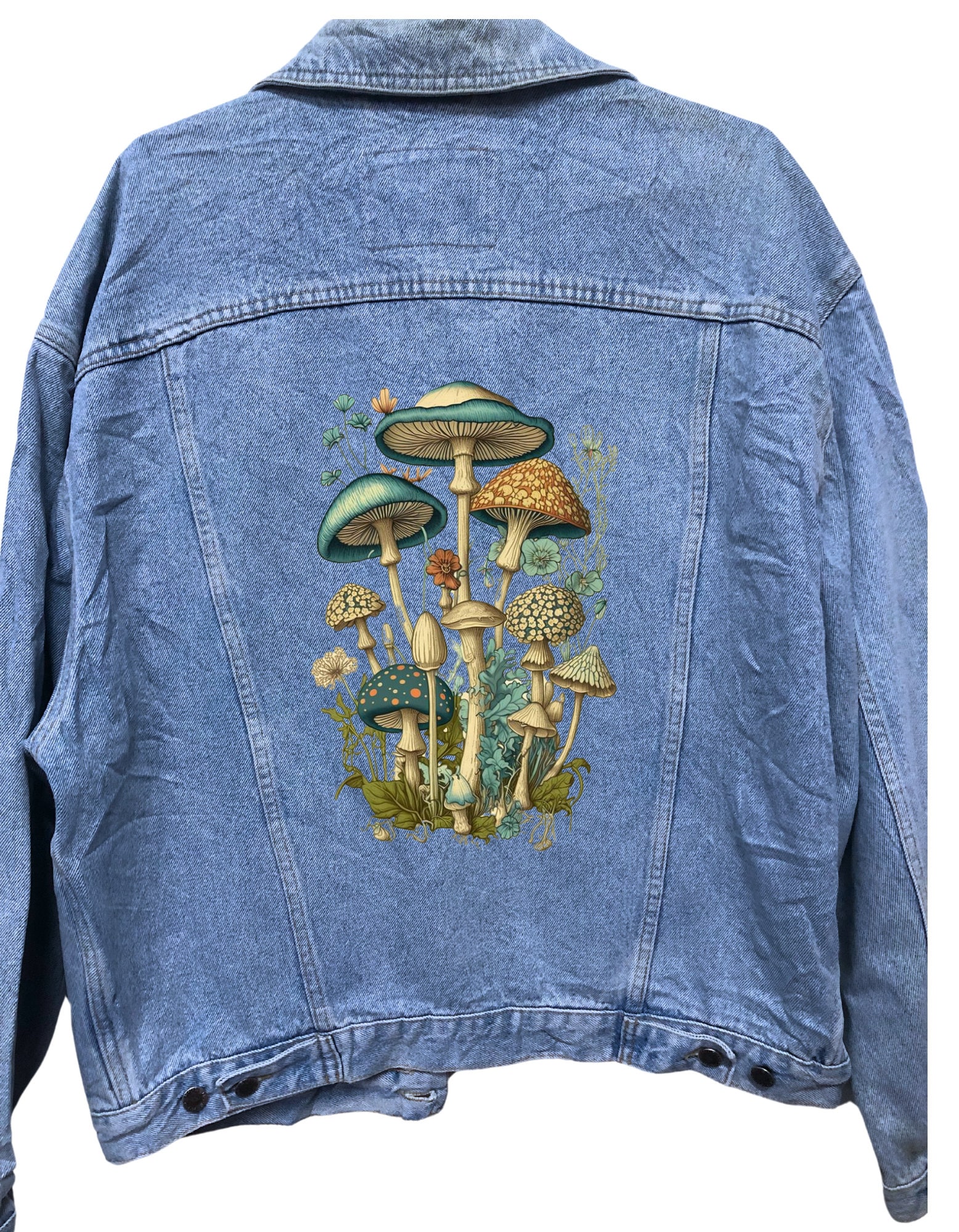 Mushroom Design Customised Vintage 80's 90's Trucker Denim