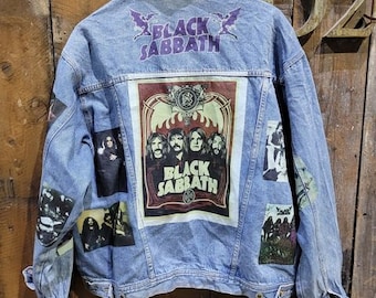 Black Sabbath CUSTOMISED vintage 80's 90's trucker denim jeans jacket S-XXL