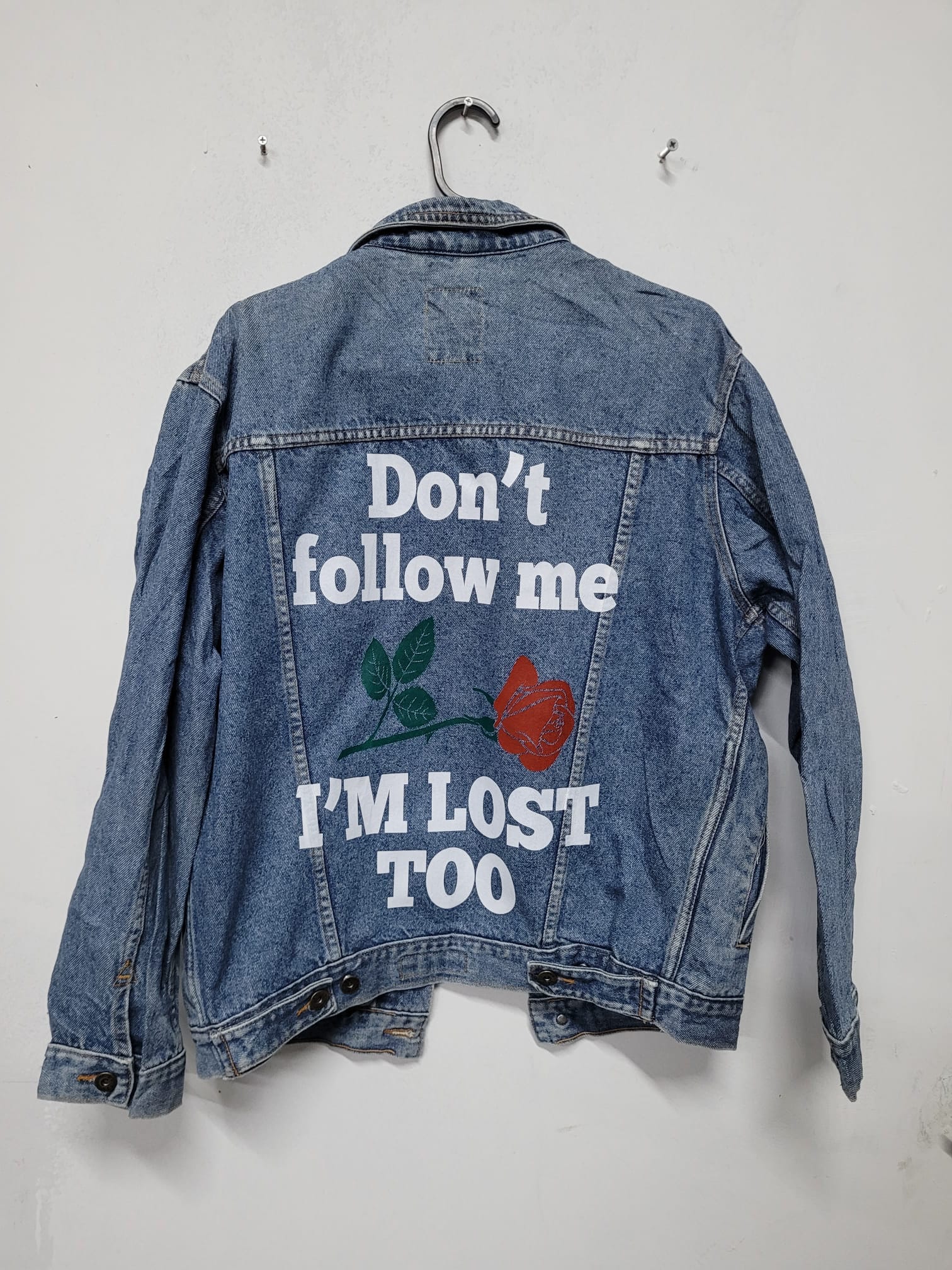 Dont follow customised vintage 80's 90's trucker denim jeans jacket S-XXL