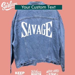 Your Custom Text customised vintage 80&#39;s 90&#39;s trucker denim jeans jacket S-XXL