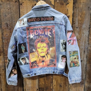 david bowie Ziggie stardust PERSONALIZZATO vintage anni '80 anni '90 giacca jeans denim trucker S-XXL immagine 1