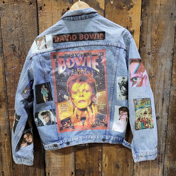 David Bowie Ziggie Stardust PERSONNALISÉ vintage 80's 90's trucker denim jeans veste S-XXL