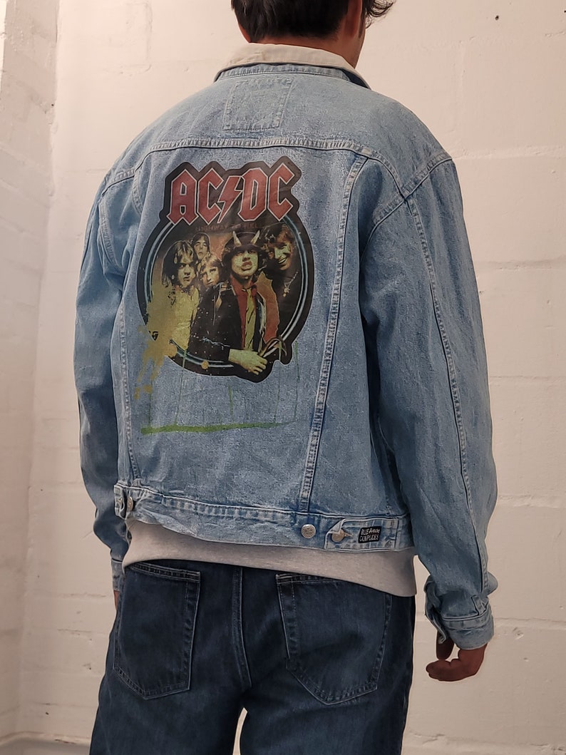 ACDC Customised Vintage 80's 90's Trucker Denim Jeans Jacket S-XXL - Etsy