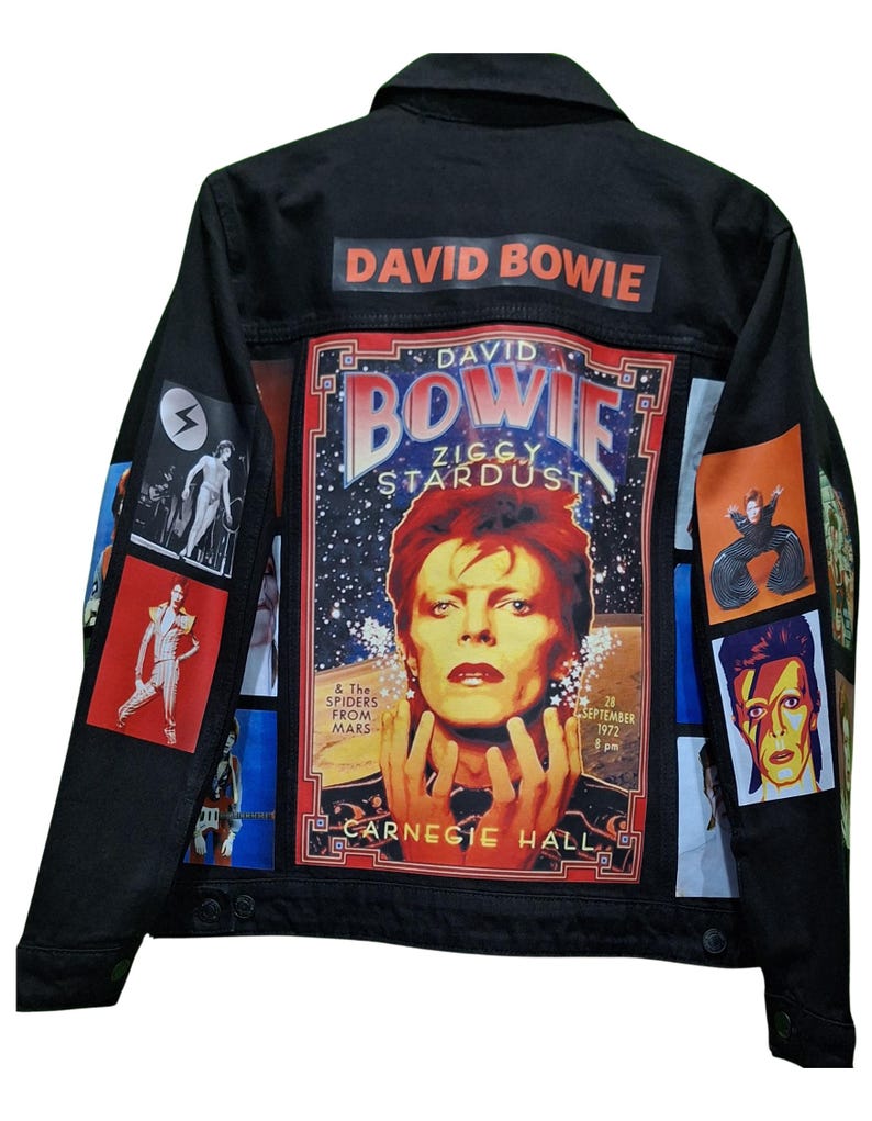david bowie Ziggie stardust CUSTOMISED vintage 80's 90's trucker denim jeans jacket S-XXL image 2