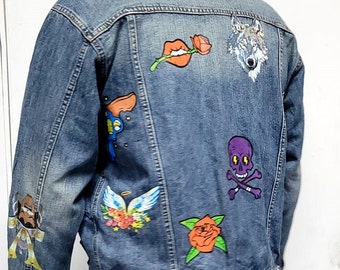Cool Arts CUSTOMISED vintage 80's 90's trucker denim jeans jacket S-XXL