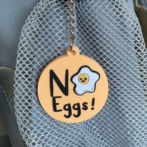 No Eggs Rubber PVC Keyring / Egg Allergy Keyring / Medical Alert / Alert Tag / Egg Allergy Keychain / Allergy Alert / Egg Allergy