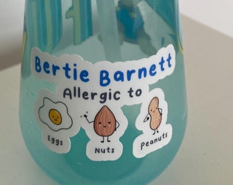 Personalised Allergy Alert Sticker: Waterproof Lunchbox Decal (Pack of 2)