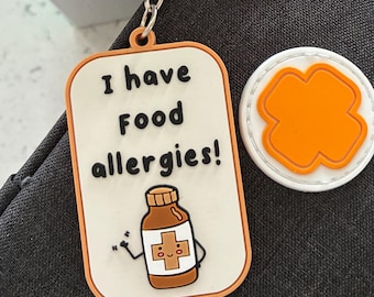 Food Allergy Alert PVC Keyring: Medical Alert Tag (I have food allergies)