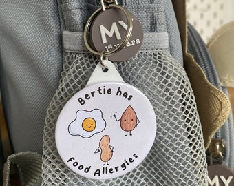 Personalised Allergy Alert Keyring / Food Allergies Keyring / Allergy Alert / Custom Made / Children's Keyring / EpiPen