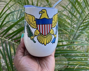VI Wine Tumbler| Virgin Islands Wine Tumbler| Custom Wine Tumbler| Wine Tumblers| Stainless Steel Wine Cup| Virgin Islands| Personalized Cup
