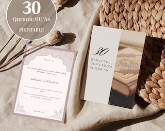 30 RAMADAN DUA CARDS | 30 Day Printable Quranic Dua Cards | Ramadan prayer cards | Quranic Flash Cards | Islamic Dua Printable Cards