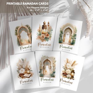 Set aus 6 druckbaren Ramadan Karten | Elegante Ramadan Karten | Schöne Digitale Ramadan Karten | Ramadan Mubarak | DIN A6 | 4x6 | 13x18 | Herunterladbar