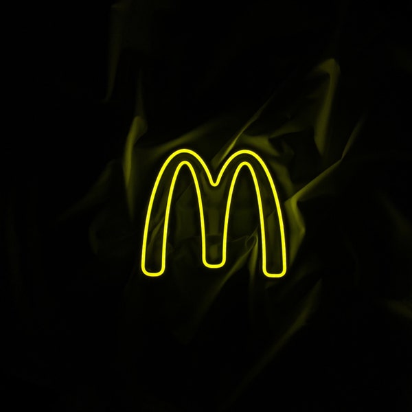 Néon LED McDonald's | Enseigne au néon | Décoration murale | Amateurs de cuisine | Grand mac | enseigne McDonald | Néon LED jaune | Enseigne néon McDonald