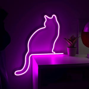Cute Cat Neon Sign – Custom LED Wall Art, Perfect for Desk Decor or a Unique Gift ,Cat, Neon Wall Decor, Cute Gift Idea for Cat Lovers