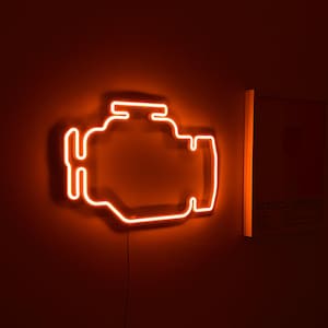 Lampada al neon con scritta Check Engine – Illuminazione a LED per motore auto, decorazione da parete per garage o caverna per uomini, regalo per amanti delle auto, Motorhead, fidanzato