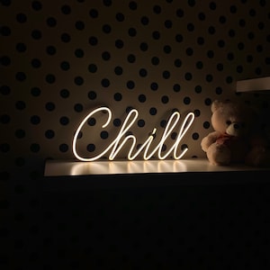 Chill Neon Sign for Room Decor, Aesthetic LED Light Wall Art, Perfect Bedroom or Gaming Room Decoration, Night Light for Relaxed Vibe
