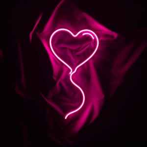 Insegna al neon a forma di cuore con palloncino / insegna al neon con amore / insegna al neon a forma di cuore con palloncino / arte murale per soggiorno / regalo per San Valentino / decorazione murale per cameretta di una ragazza