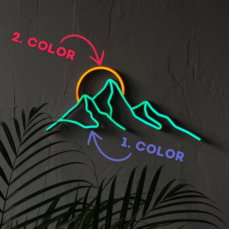 Mountain View Neon Sign for Nature Inspired Wall Art, LED Neon Night